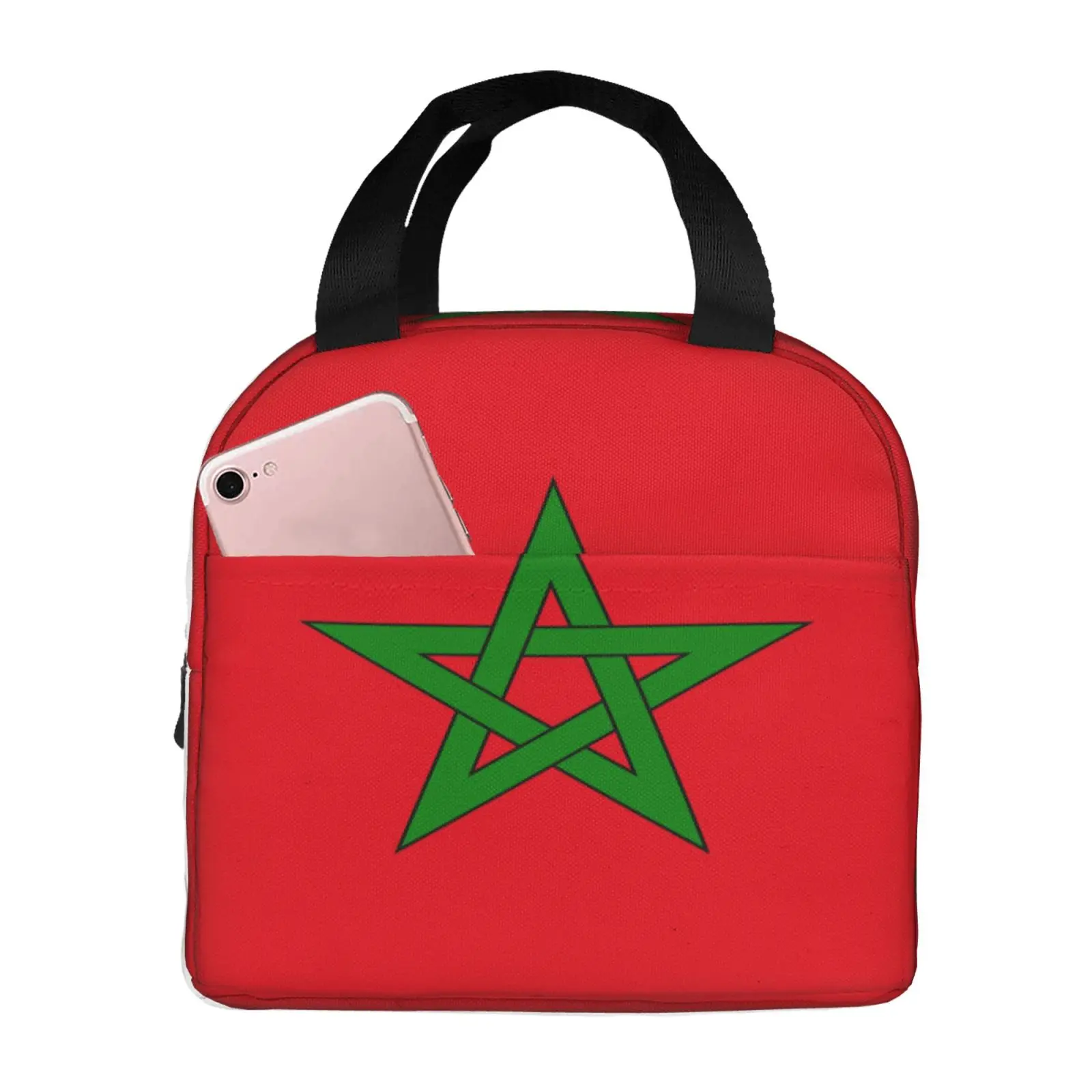 Moroccan Flag Pattern Insulated Lunch Bag for School Waterproof Cooler Thermal Lunch Box Women Children Food Container Tote Bags