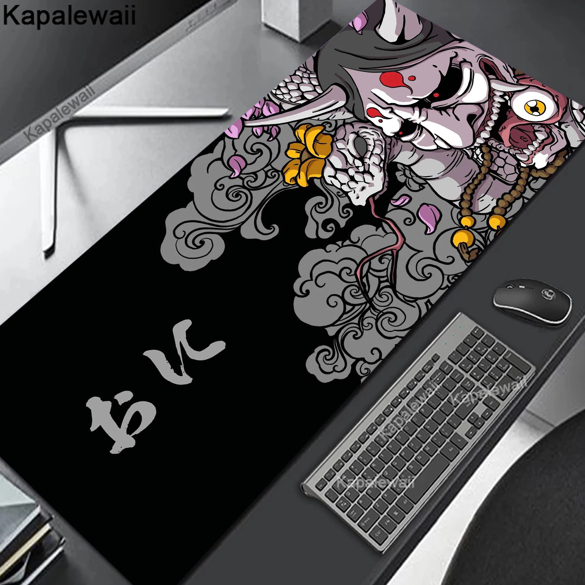 Imagem -02 - Oni Grande Escritório Mouse Pad Tapete de Jogos Tapete de Borda de Bloqueio Almofadas de Teclado do Jogo Impressão hd Tapetes de Mesa