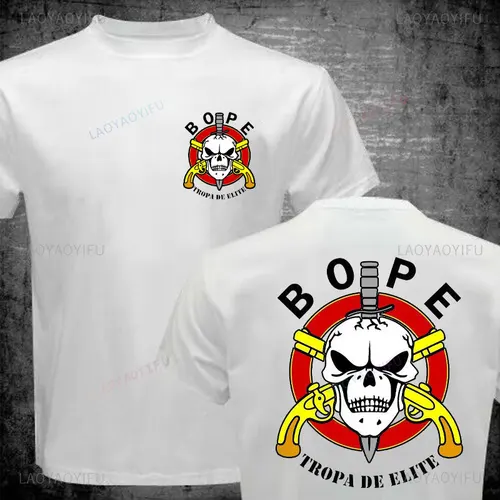 Imagen 2 del producto Unidad militar de Brasil BOPE, camiseta de francotirador de fuerzas especiales para hombres, camiseta informal con cuello redondo para hombres, ropa informal de algodón, manga corta de verano para hombre