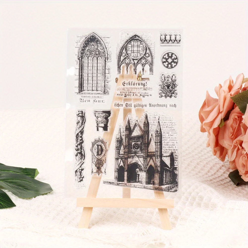 Retro Gothic Architecture Cultures Silicone Clear Stamps for Scrapbooking Supplies Planner Junk Journal Decoration Rubber Stamp