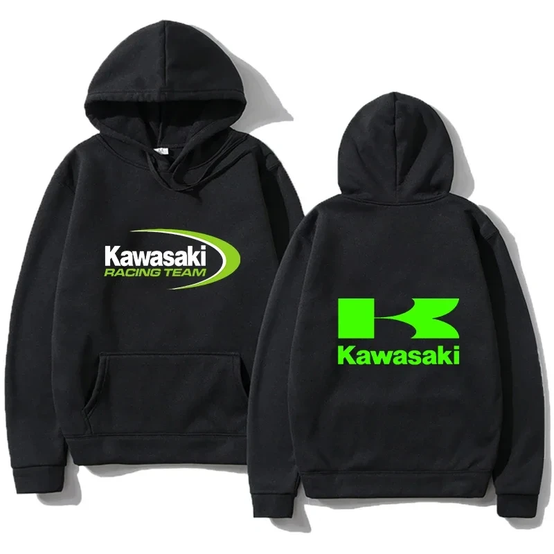 2024 Spring Casual Men\'s Hoodie Kawasaki Racing Team Hoodie Oversized Pattern Sports Top Breathable Street Hoodie