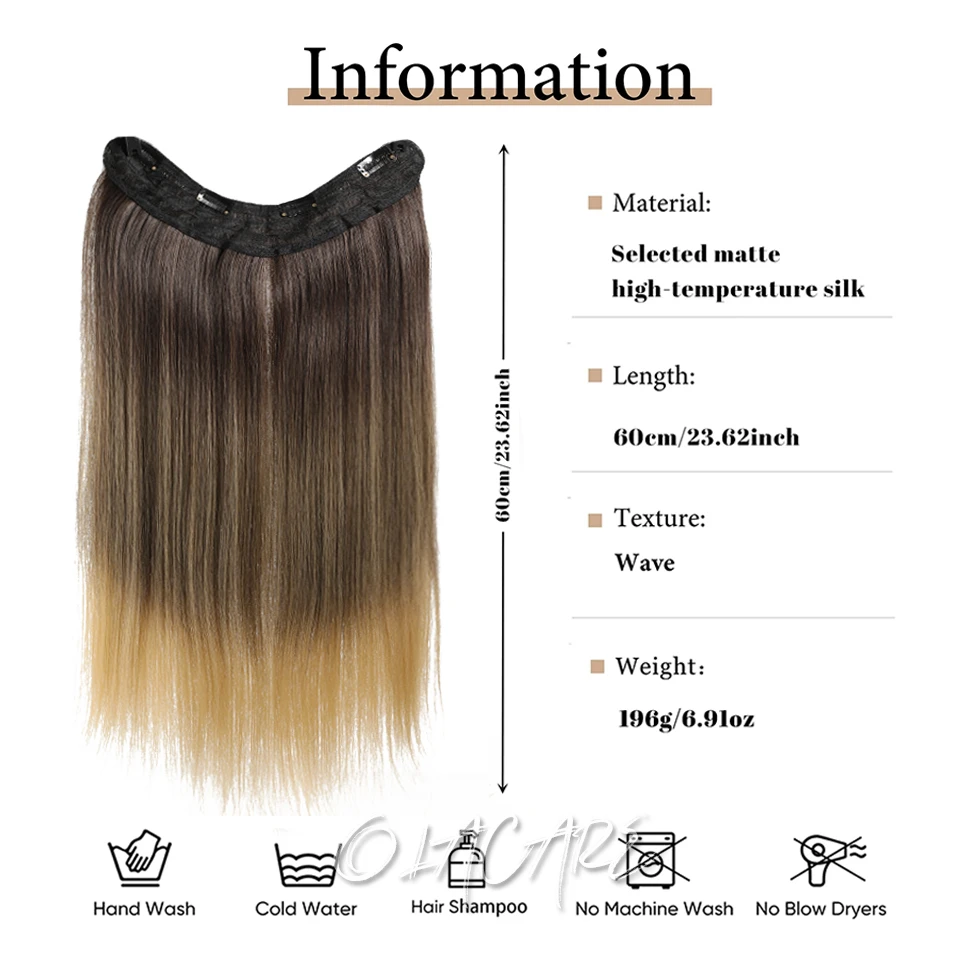 Synthetic 4 Clip In Hair Extensions Long Curly Wavy Hairstyle Hairpiece Omber Brown Blonde Natural Fake Straight Hair For Women