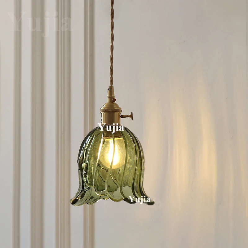 Multi-Style Nordic Pendant Lamp Green Glass Ceiling Lighting Kitchen Island Hand Brass Hanging Light Fixtures for Dining Room