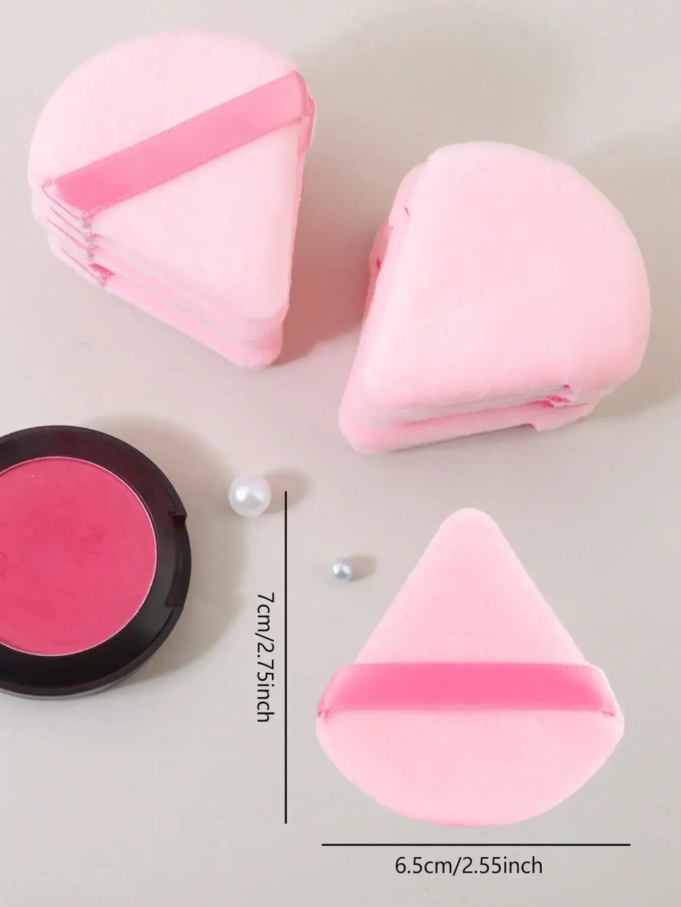 10 Stück dreieckige Samt-Puderquaste, Pizza-Form, Mini-Gesichts-Make-up-Schwamm, Kosmetik, waschbar, leichtes Make-up-Werkzeug – Detail 5