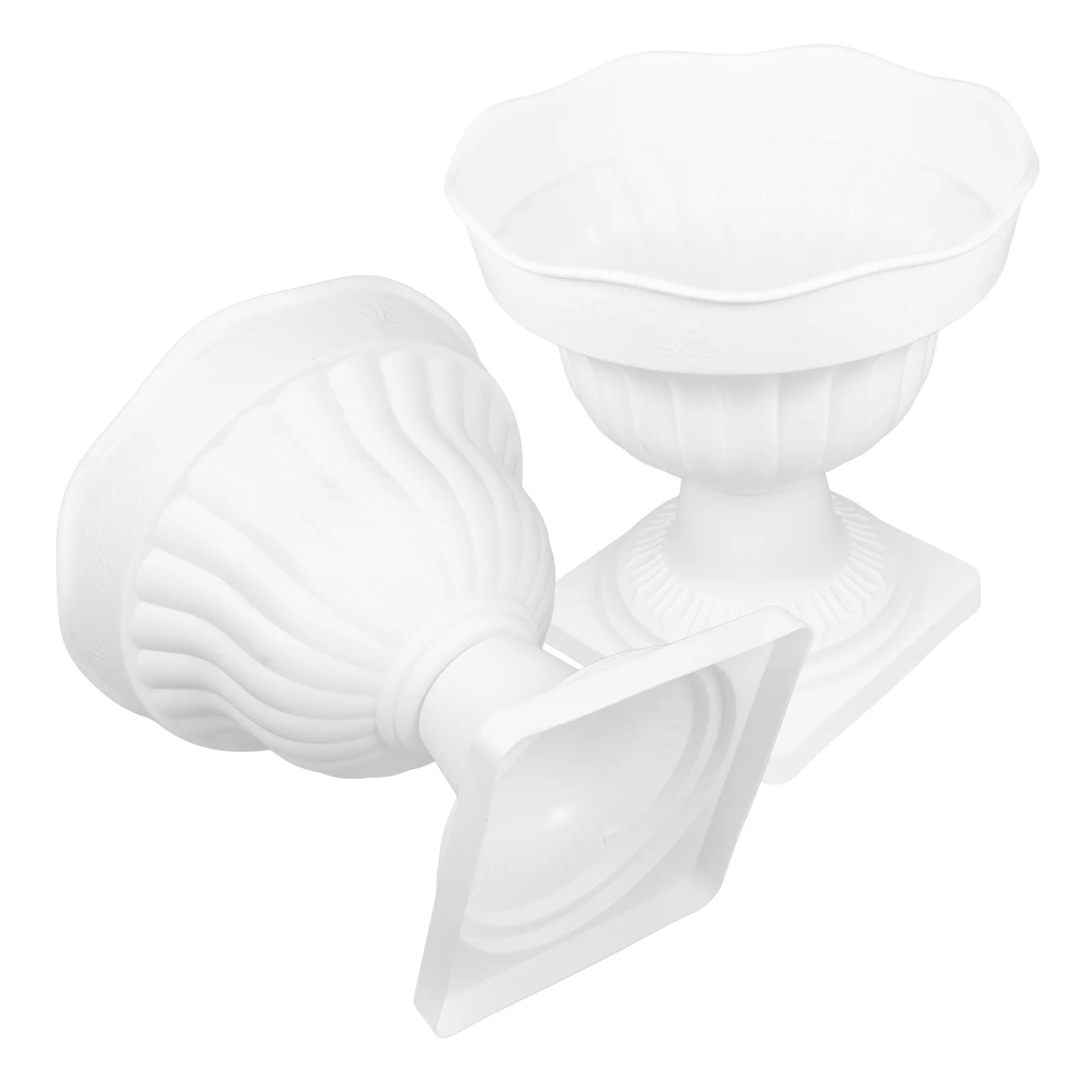 

2 Pcs Roman Pillar Road Lead Flower Pots Decorative Indoor Creative White Plant Containers Retro Design Lightweight Wedding