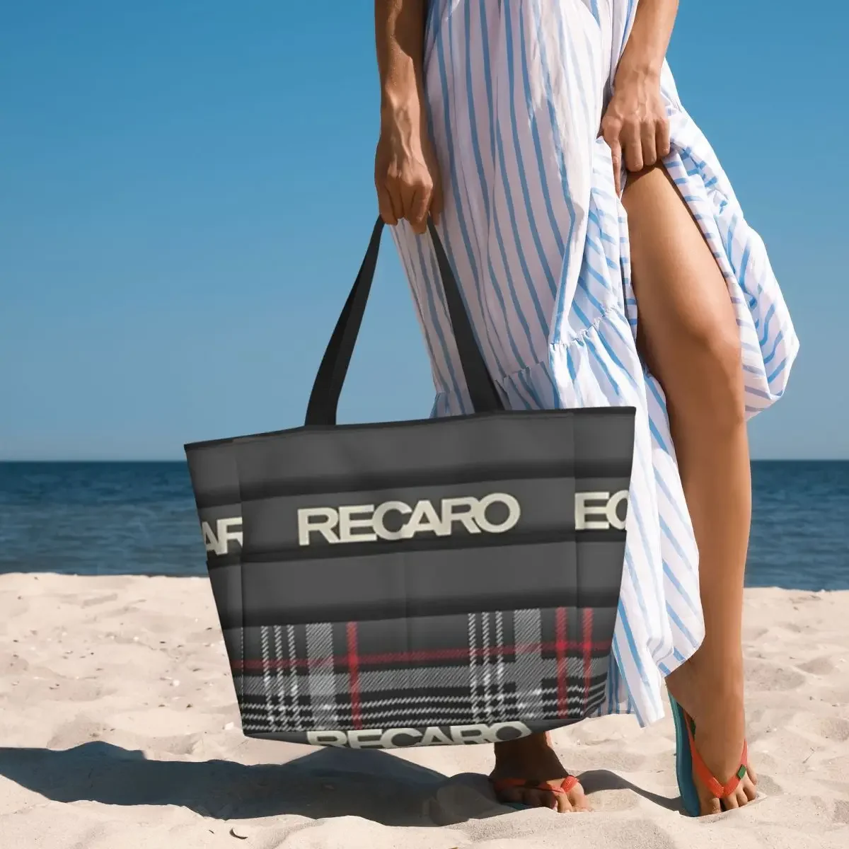 Bolso de playa Tartan Plaid Recaros, bolso deportivo para gimnasio, yoga, bolso grande, bolso de viaje para mujer, bolso de fitness