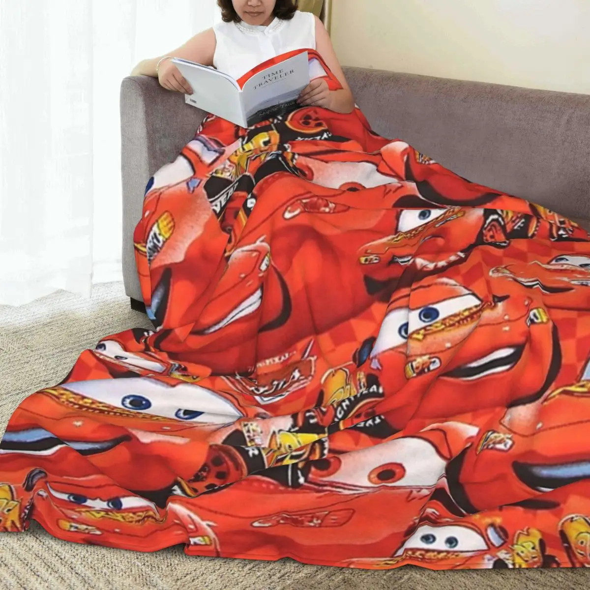 Car Lightning McQueen Blanket Warm Soft Comfortable Plush Throw Blanket For Bedroom Camping Flannel Bedspread Bed Cover