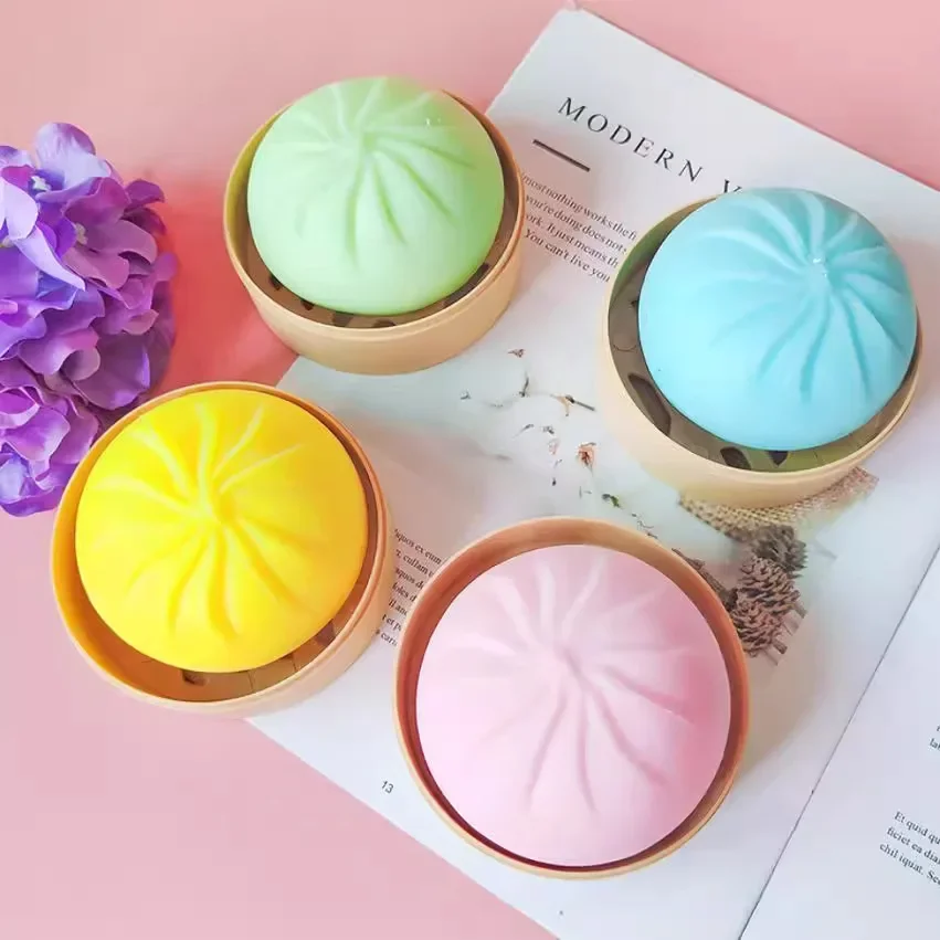 5 قطع كبيرة محشوة كعكة العجن محاكاة الموسيقى Xiaolongbao لعبة تخفيف الضغط انتعاش بطيء