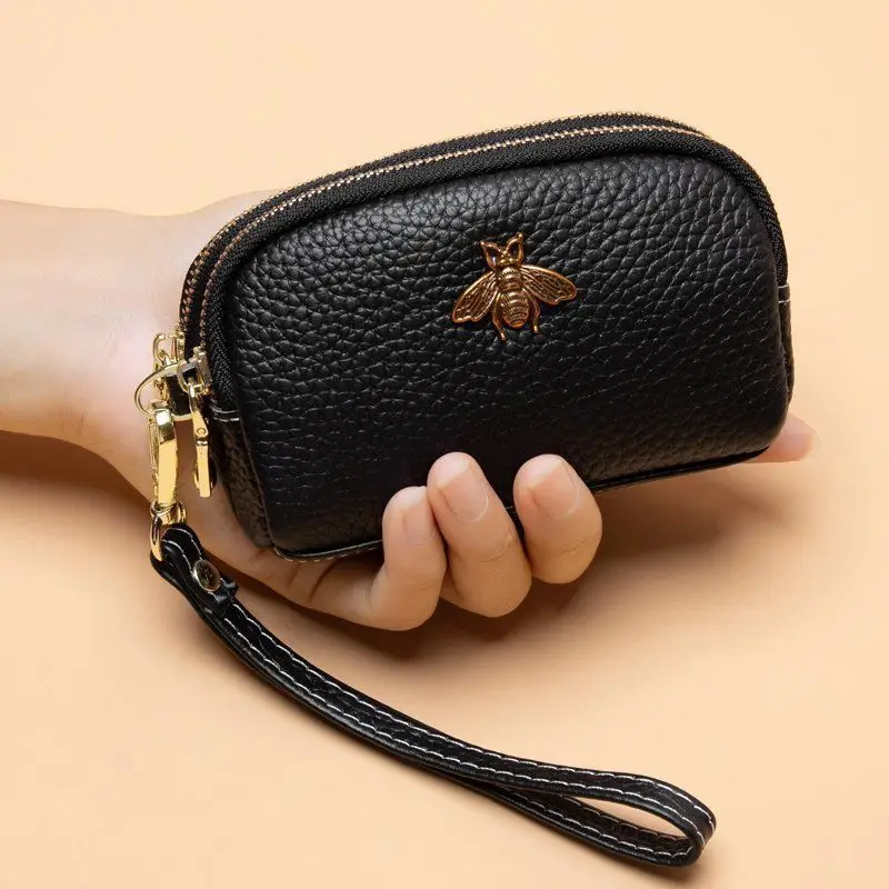 Women Coin Purse Genuine Leather Female Double Zipper Travel Organizer Mini Pouch Women Storage Bag Small Wallets New