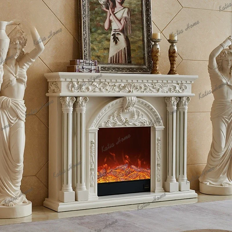 LD Decorative Homestay Living Room Cabinets Solid Wood Simulated Flame Heating Fireplace  American-style Home Furniture