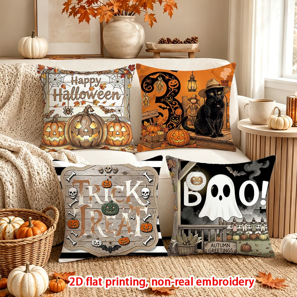 4PCS Fall Duck Throw Pillow Covers, Vintage Farmhouse Autumn Floral Cottage Core Cushion Cases for Sofa Couch Bed