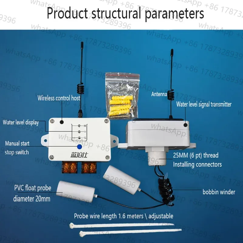 

Wireless Water Level Controller Remote ControlTower Pool Pump Float Ball Automatic Pumping Switch