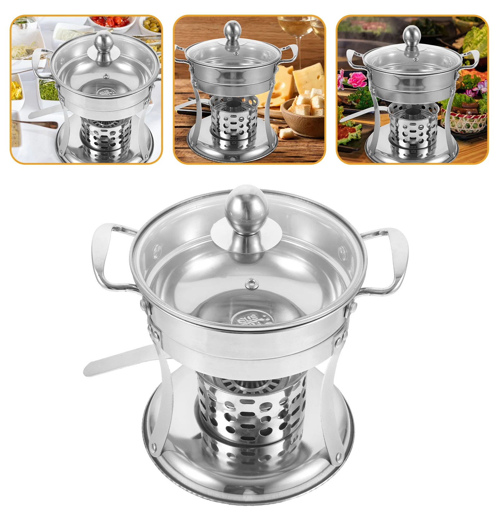 

Single Fire Stove Fondue Pot Hot Cooker with Kitchen Cooking Buffet Stainless Steel Small Individual Restaurant Soup