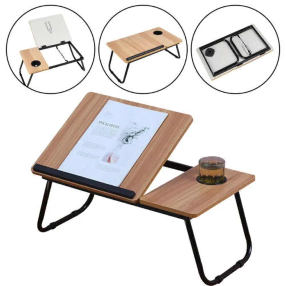 Folding Laptop Table Bed Tray Sofa Lap Desk Notebook Stand Adjustable Height UK