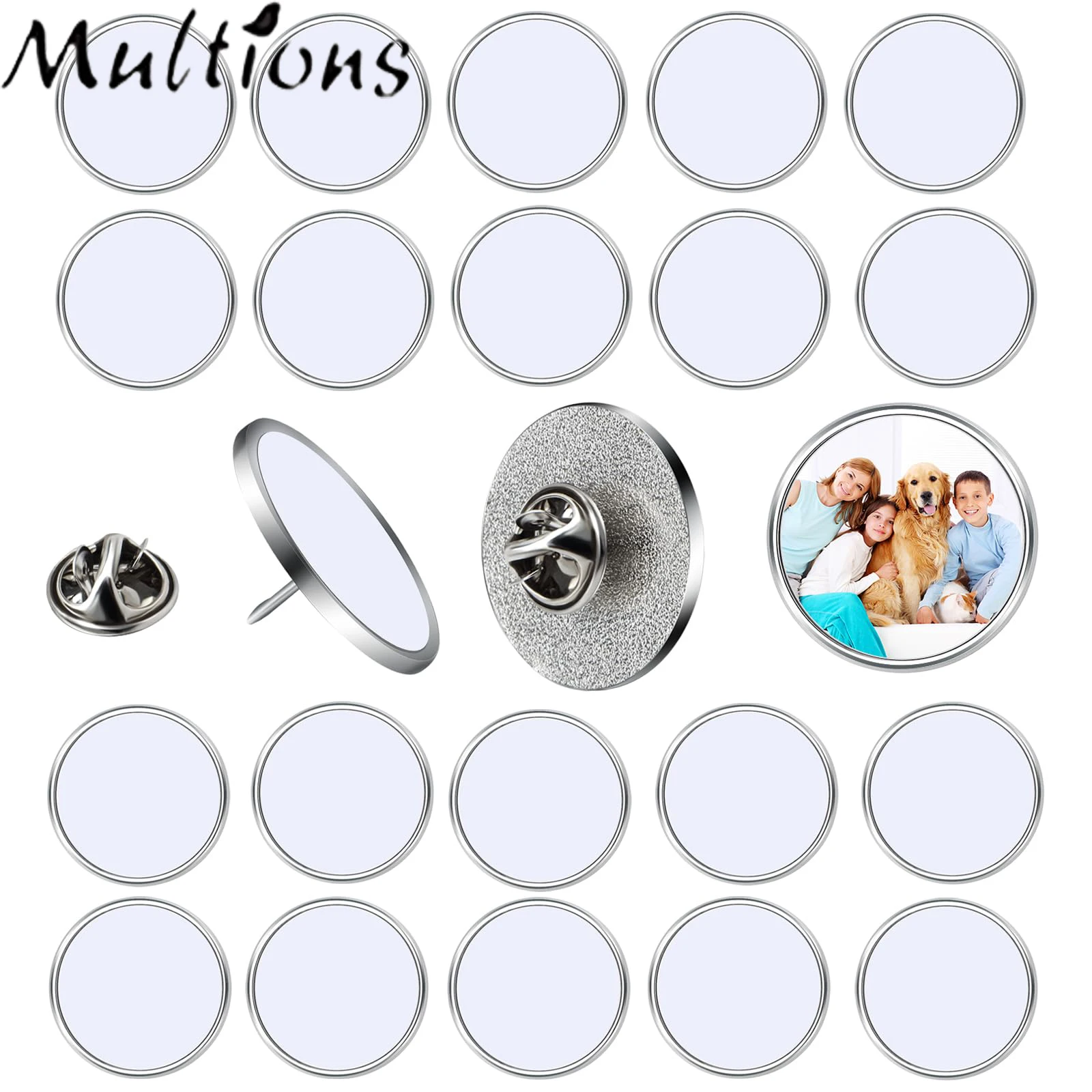 

10Pcs/Set Sublimation Blank Pins 0.98 Inch Round Heart DIY Button Badge Kit For Crafts Brooch Jewelry Making