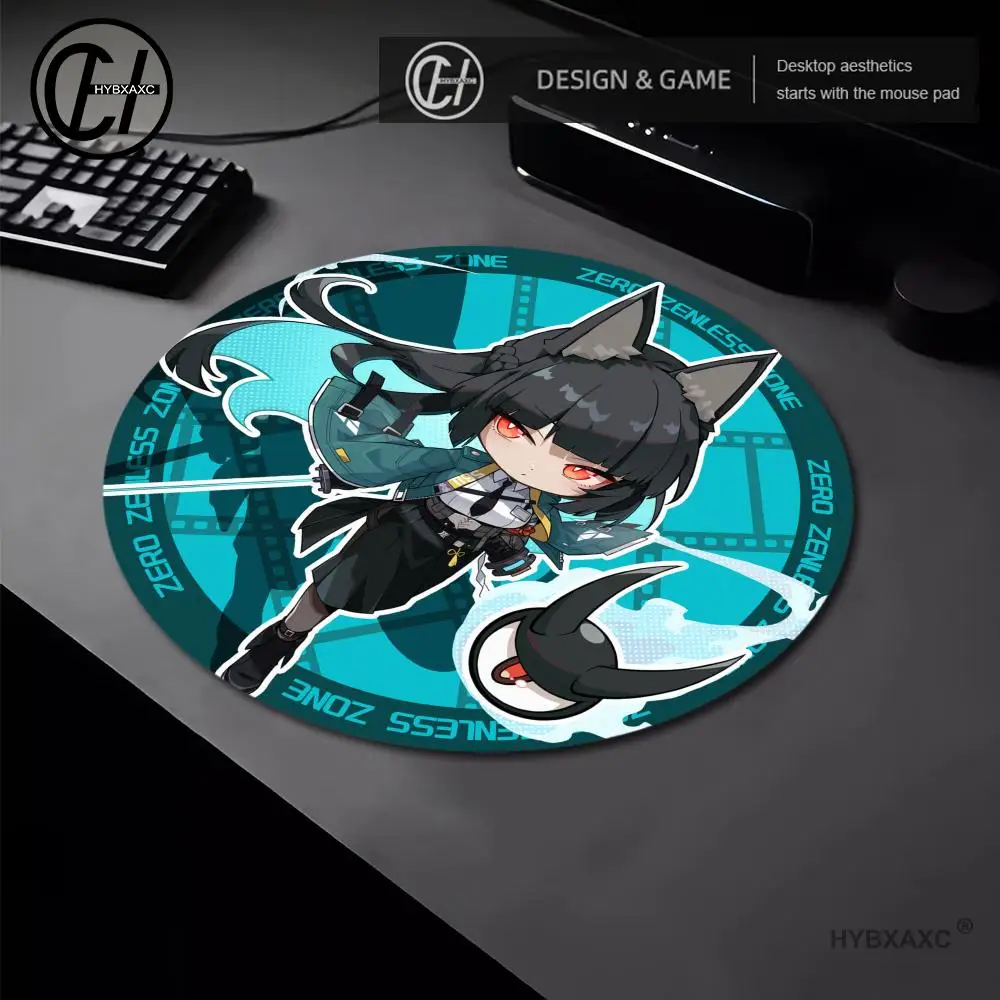 Hoshimi Miyabi Zenless Zone Zero Round Mouse Pad Desktop Computer Keyboard Wireless HYBXAXC Mouse Boy Girl Gift for Play games