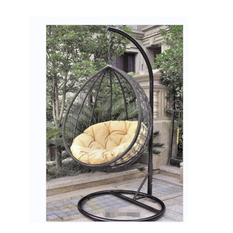 

Modern Design Outdoor Rattan Egg Chair Garden Patio Hanging Iron Chair for Hotel Residential Patios
