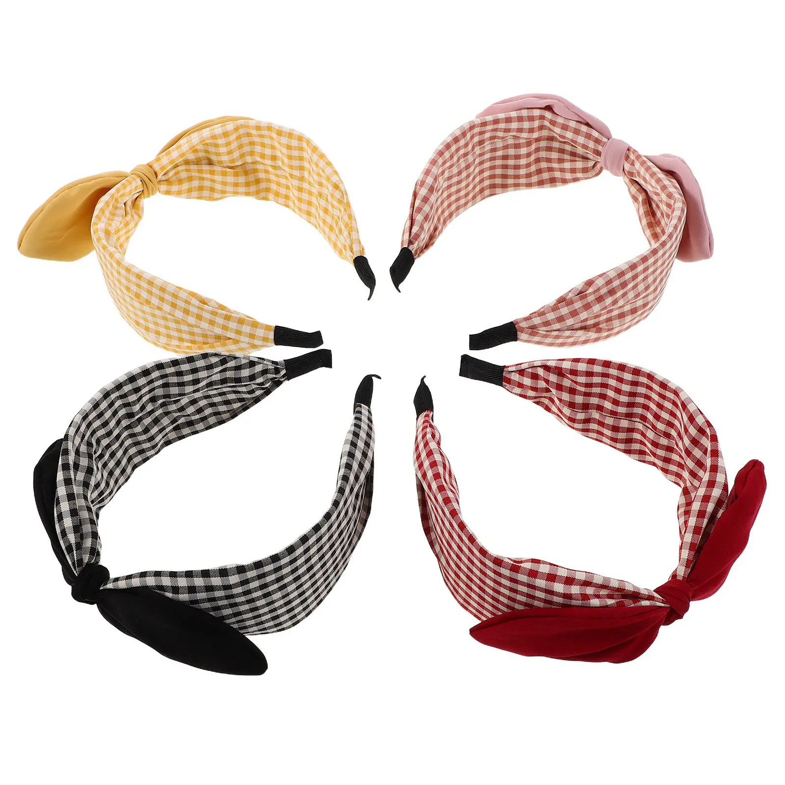 

Набор из 4 широких повязок для волос для женщин: стильные, элегантные, удобные, декоративные повязки с бантом в клетку для вечеринок, свадеб и повседневного использования
