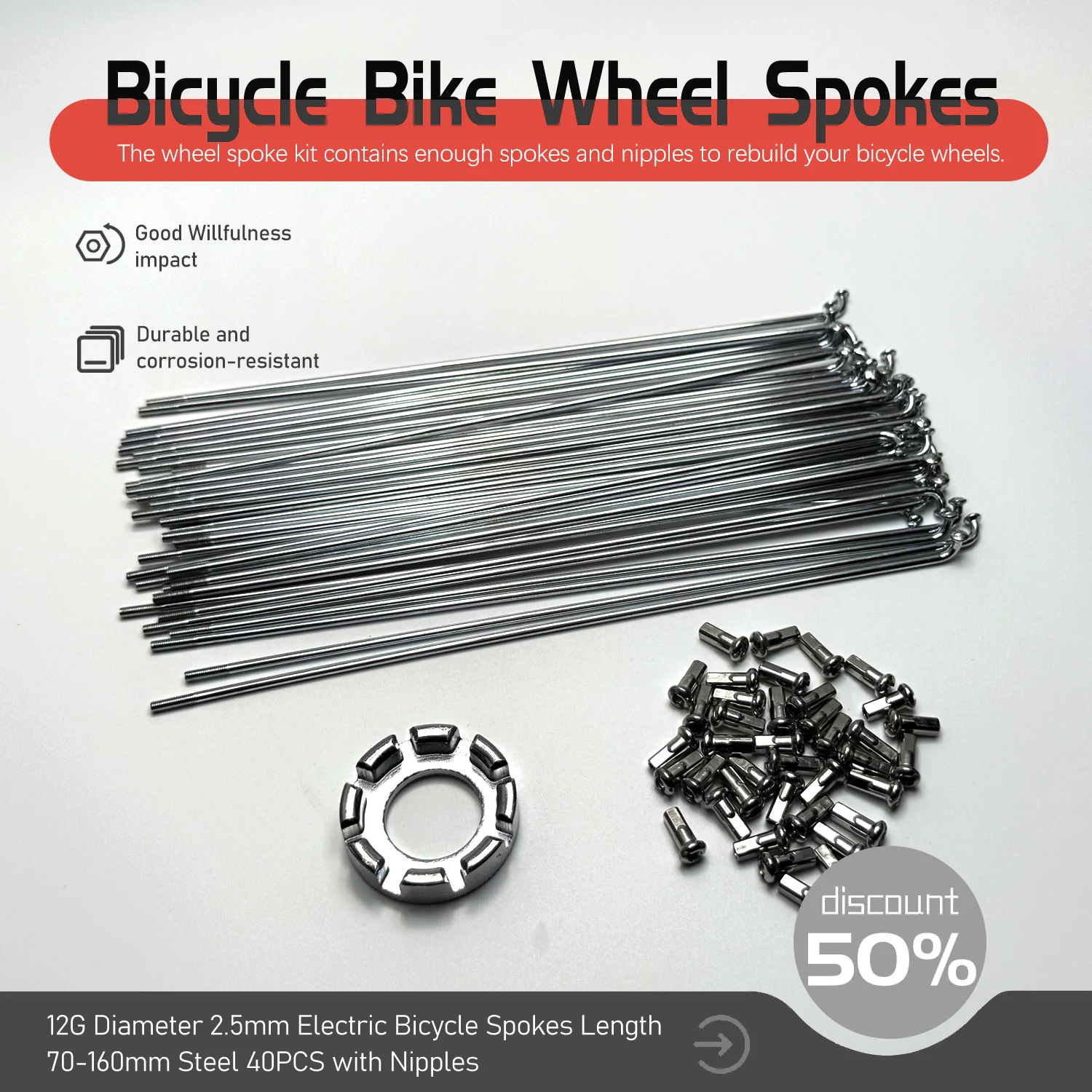 

40 шт. велосипедные спицы, спицы для велосипедных колес, длина 12 г, 70/76/99/126/128/134/136/156/158/160 мм, высокопрочные спицы из нержавеющей стали