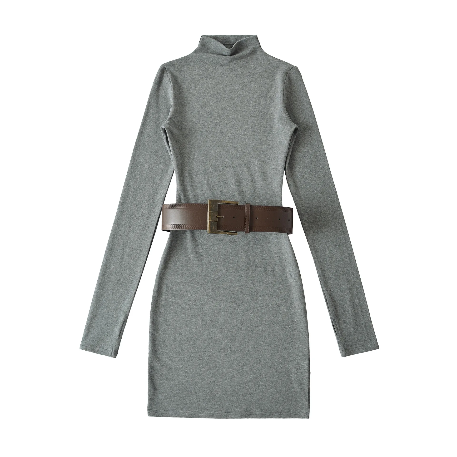 

Мини-платье для женщин с длинными рукавами, с поясом на талии, облегающее, мягкое, повседневное, стильное, во французском стиле, короткое платье-бодикон Pure Desire L70K