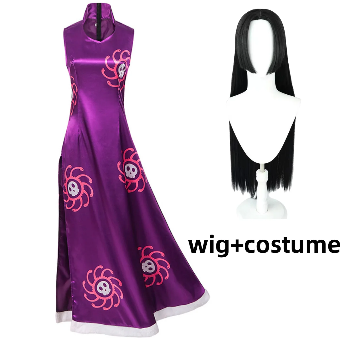 Anime Boa Hancock Cosplay Costume Warlords of The Sea Empire Purple  Printing Chi-pao Dress Woman Sexy Carnival Halloween Suit - AliExpress  200000532