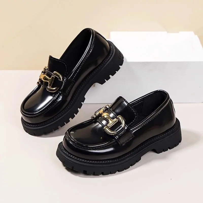 Girls\' Leather Shoes Princess Shoes 2024 Spring and Autumn New Soft Soled Loafers Anti Slip Soft Soled Stylish Single Shoes