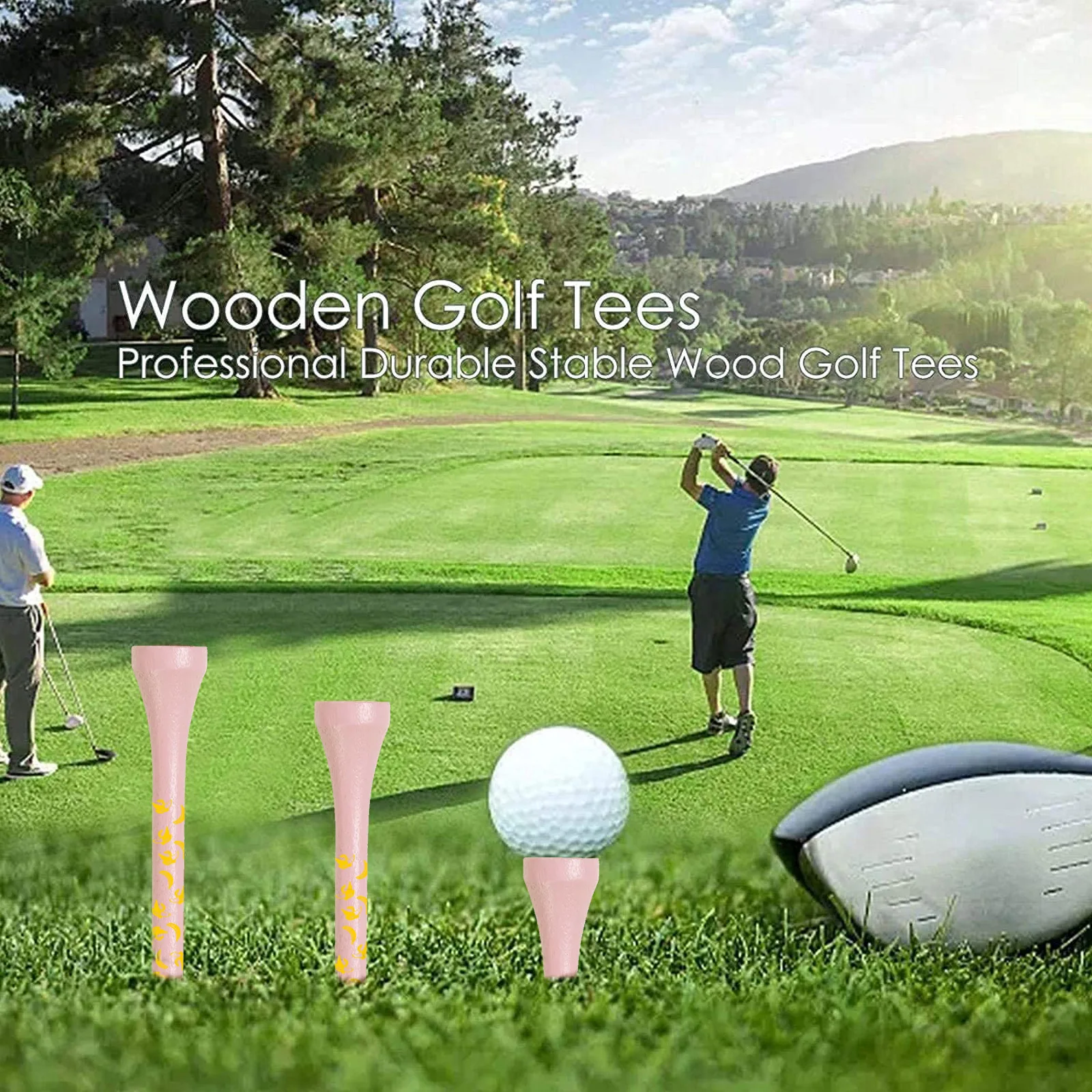 Bamboo Golf Tee, Golf Accessories, Wooden Banana Pattern, Outdoor Training, 70 mm, 83 mm, 100 Pcs, THANKSLEE