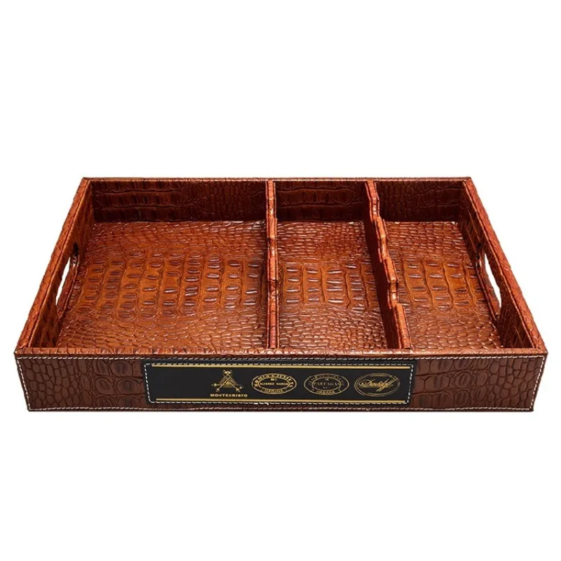 

wood Alligator Pattern mutifunction cigar tray display organizer storage for accessories fruit snacks tools stuff home office