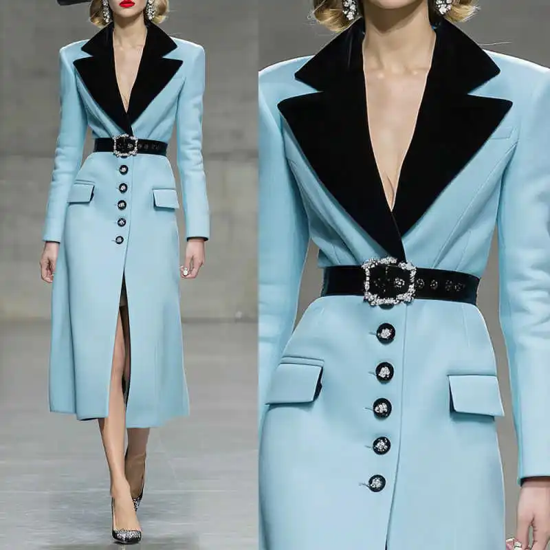 

Elegant Women Woolen Overcoat 1 Piece Slim Fit Single Breasted Blazer Winter New High Street Outwear Customized