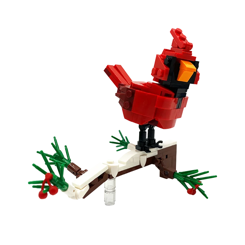 Gobricks MOC الحيوان الطيور الشتاء الكاردينال بنة مجموعة الإبداع الببغاء نموذج لتقوم بها بنفسك التعليم ألعاب مكعبات للأطفال هدية