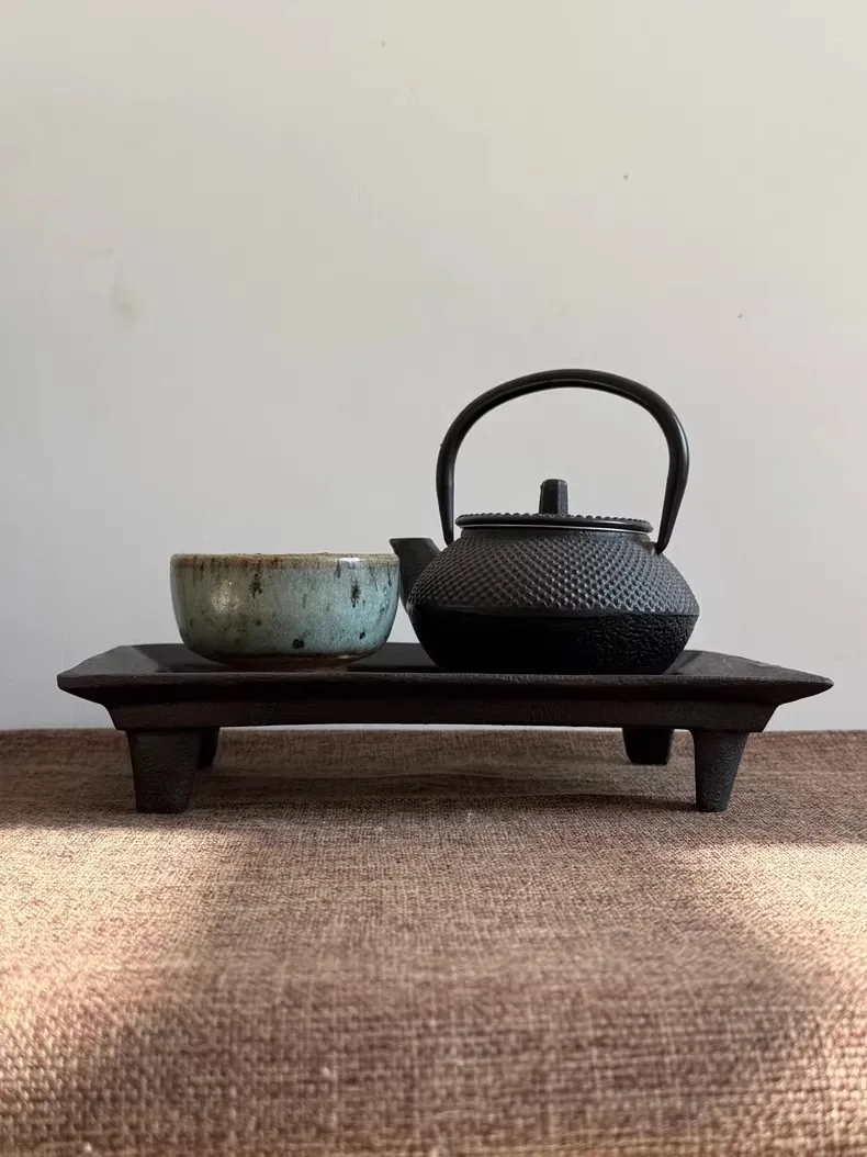 

Rectangle Cast Iron Bbq Grill Stove Base Ash Basin Antique Collection Folk Nostalgia Craft Candle Holder Fruit Plate Heat Insula