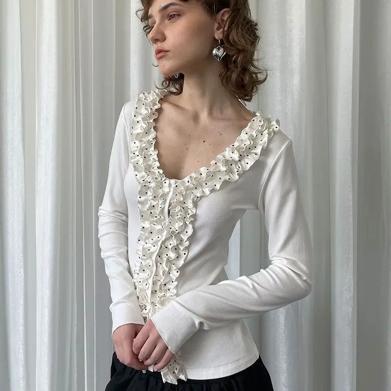 Tops T-shirts Women Autumn/Winter Cropped Long-sleeved Slim-fit Flattering Silhouette Underwear New Niche Versatile Fashionable