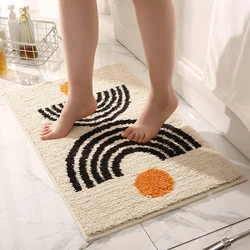 Inyahome Boho Luxury Soft Bath Rugs for Bathroom Microfiber Soft Non-Slip Bath Mats for Tube Washable Bath Carpet Plush Fluffy