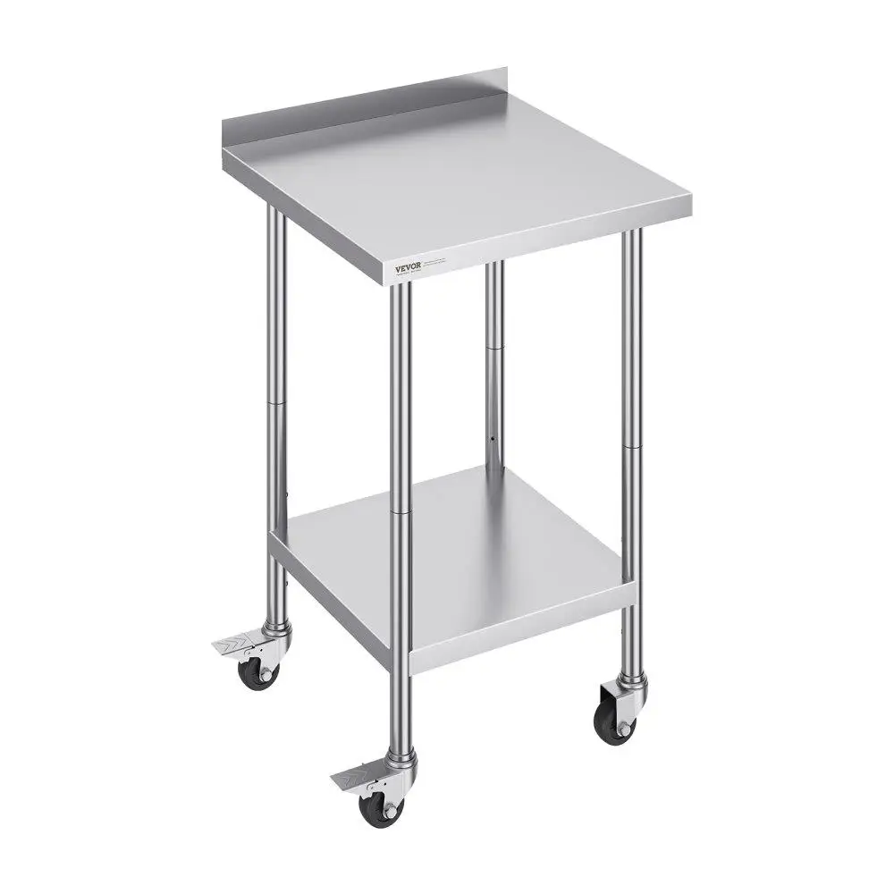 

Heavy Duty Stainless Steel Work Table 24x24x40 Inches Adjustable Height Casters Commercial Prep Table for restaurant Home