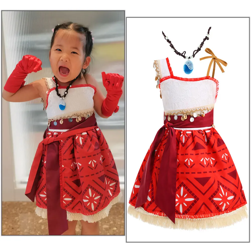 

Christmas Halloween Hawaiian Cosplay Baby Girls Moana Princess Party Fancy Dress Carnival Tropical Luau Outfit Moana Costumes