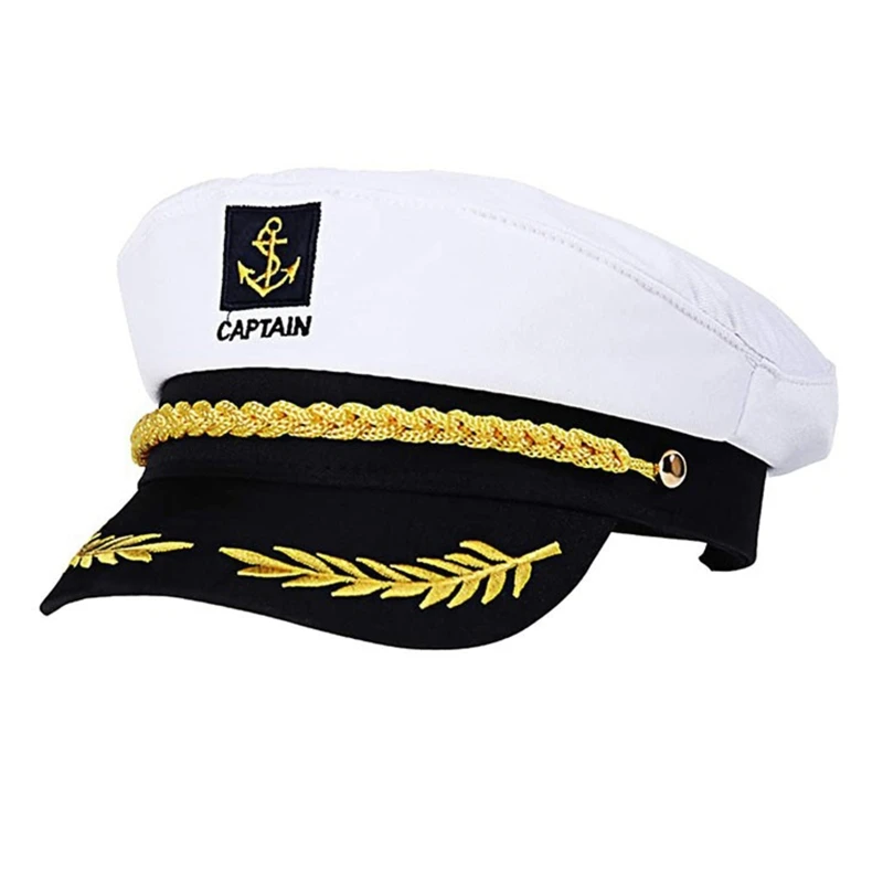 Sailor Hat Yacht Captain Hat Sailor Captain Costume Men Navy Marine Hat Adjustable Boat Navy Hat for Adult Kid Men Women