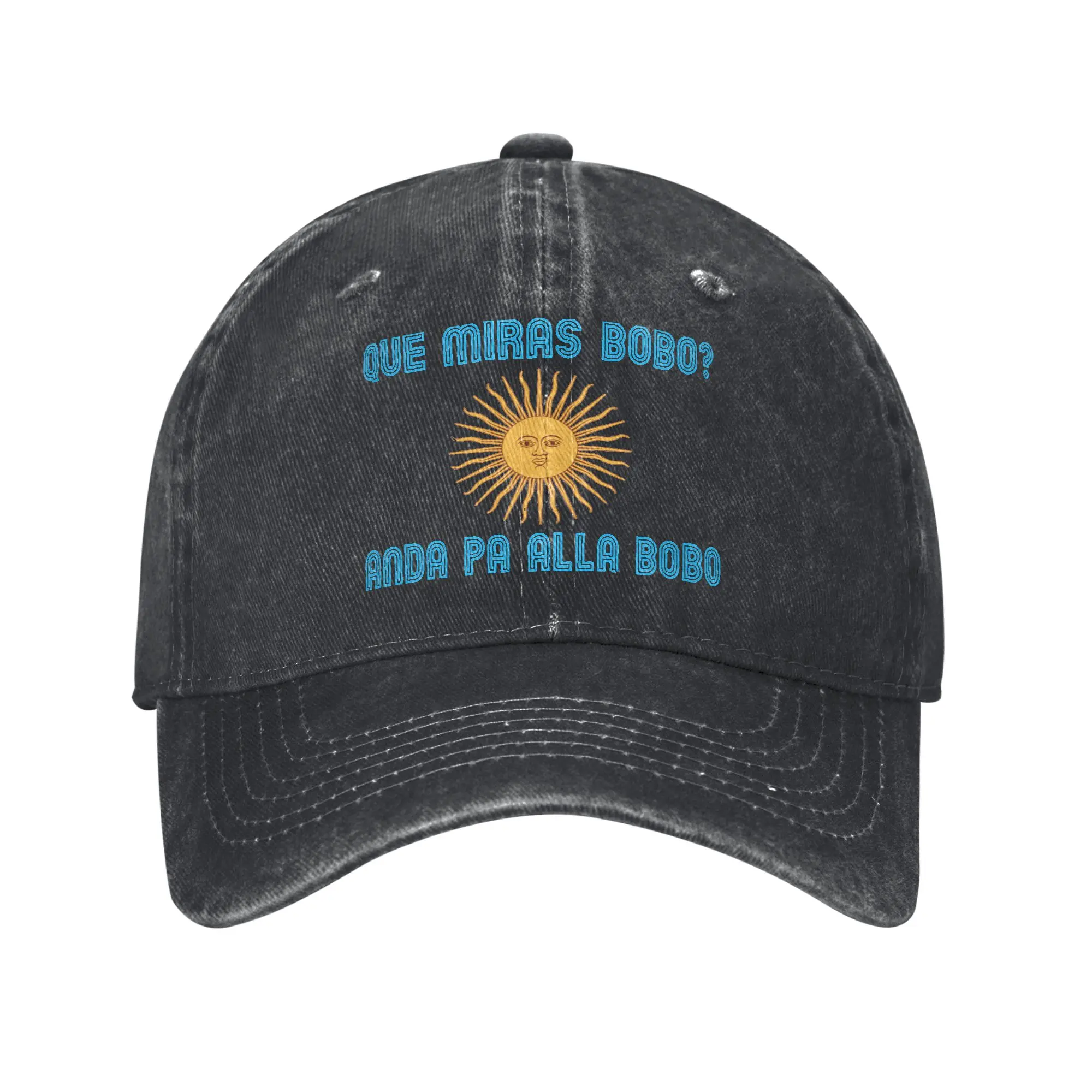 Que Miras Bobo Messi Men Women Baseball Cap Argentina Denim Hats Cap Vintage Outdoor All Seasons Travel Gift Snapback Hat