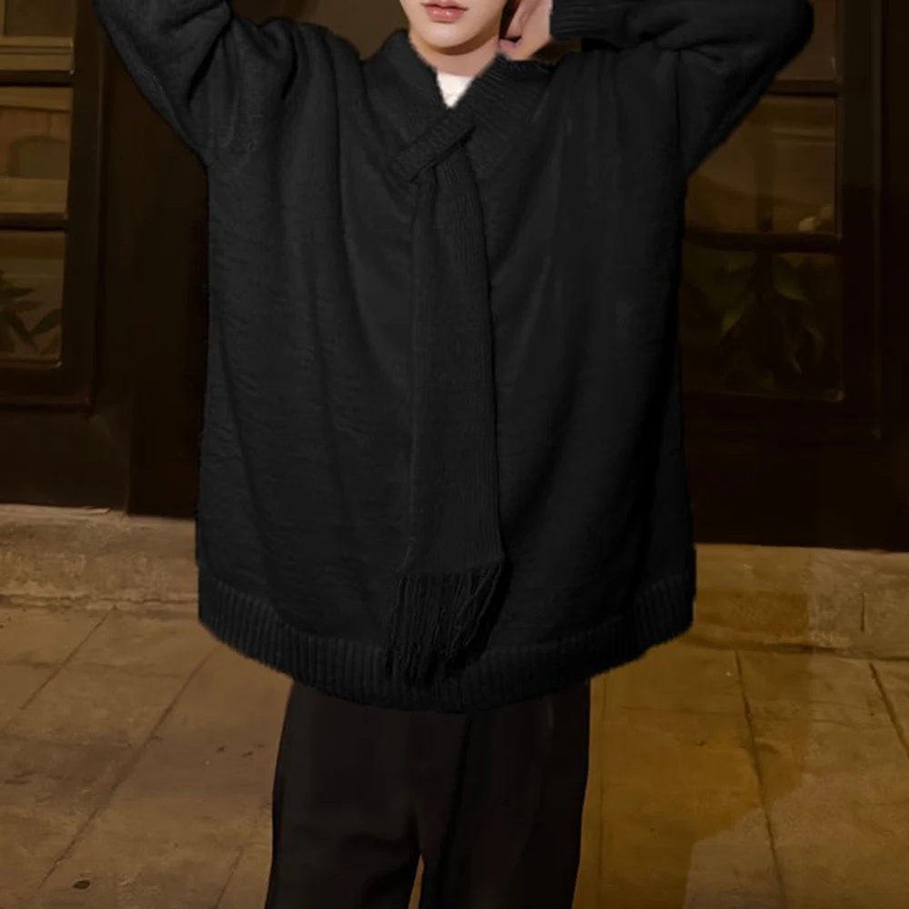 メンズニットセーター,y2kスカーフカラー,春のストリートウェア,ユースキャンパス,カップル,長袖トップ,紳士服,新しいコレクション2022