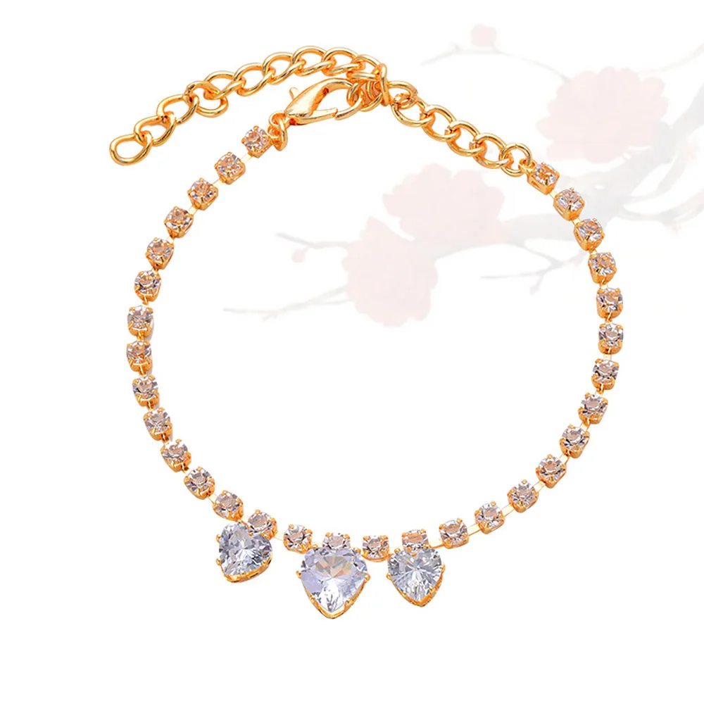 Exquisite Cat Rhinestone Necklace Shining Bright Peach Heart Zircon Bling Grooming Puppy Kitten Cat Dog Pet Collars Cat Product