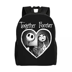 Custom Jack Together Forever Halloween Backpack for Men Women College School Student Bookbag The Nightmare Before Christmas Bags