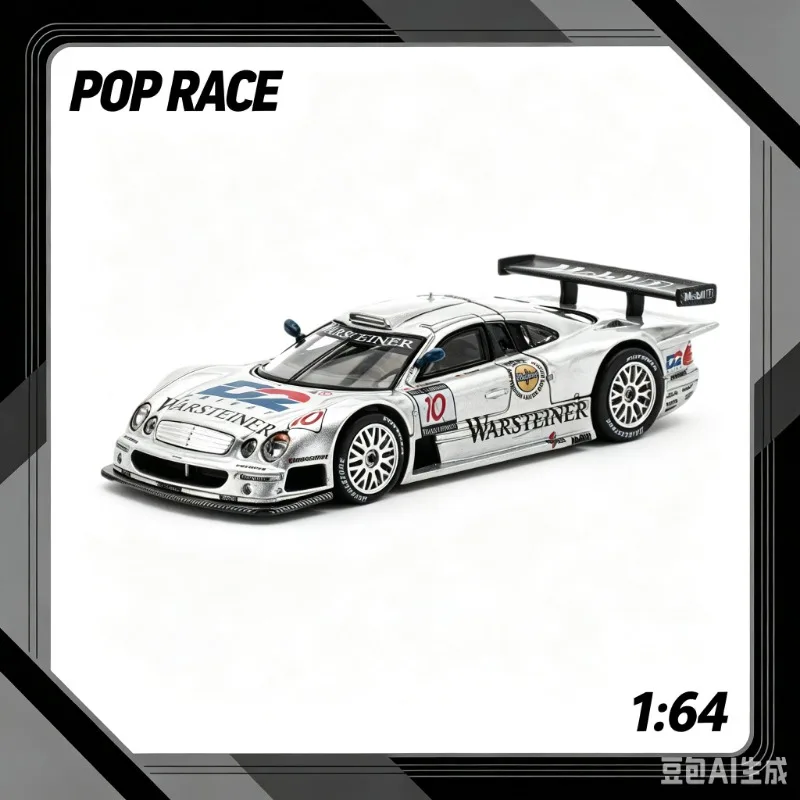 POP RACE 1:64 CLK GTR C297 Die Casting Alloy Car Model Desktop Ornament Collection Souvenir.