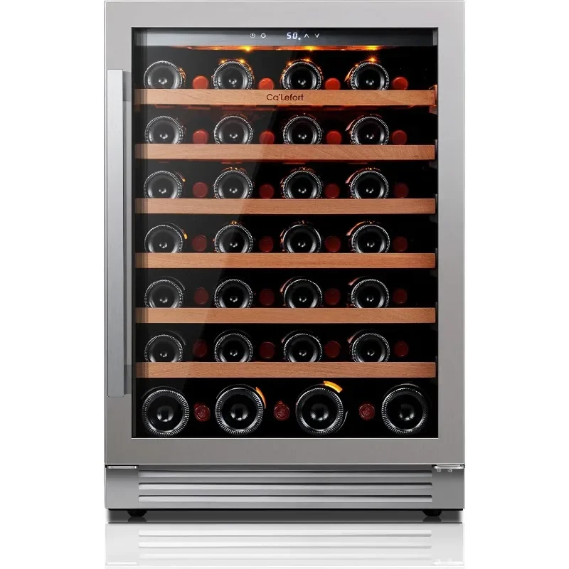 Ca'Lefort 24 Inch Wine Fridge, 54 Bottle Wine Cooler Refrigerator, 40-65°F Wine Refrigerator Glass Door, 3 LED Fridge