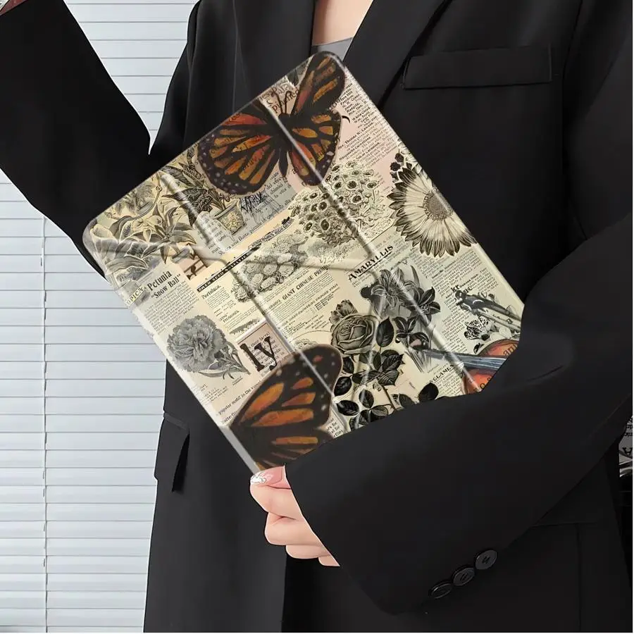 Holder Cover Tablet Case For iPad Pro 2025 Mini 6 7 Air 4 5 M3 M2 M4 11inch Pro 11th 10th 9th 8th 7th 12.9inch Butterfly Pattern