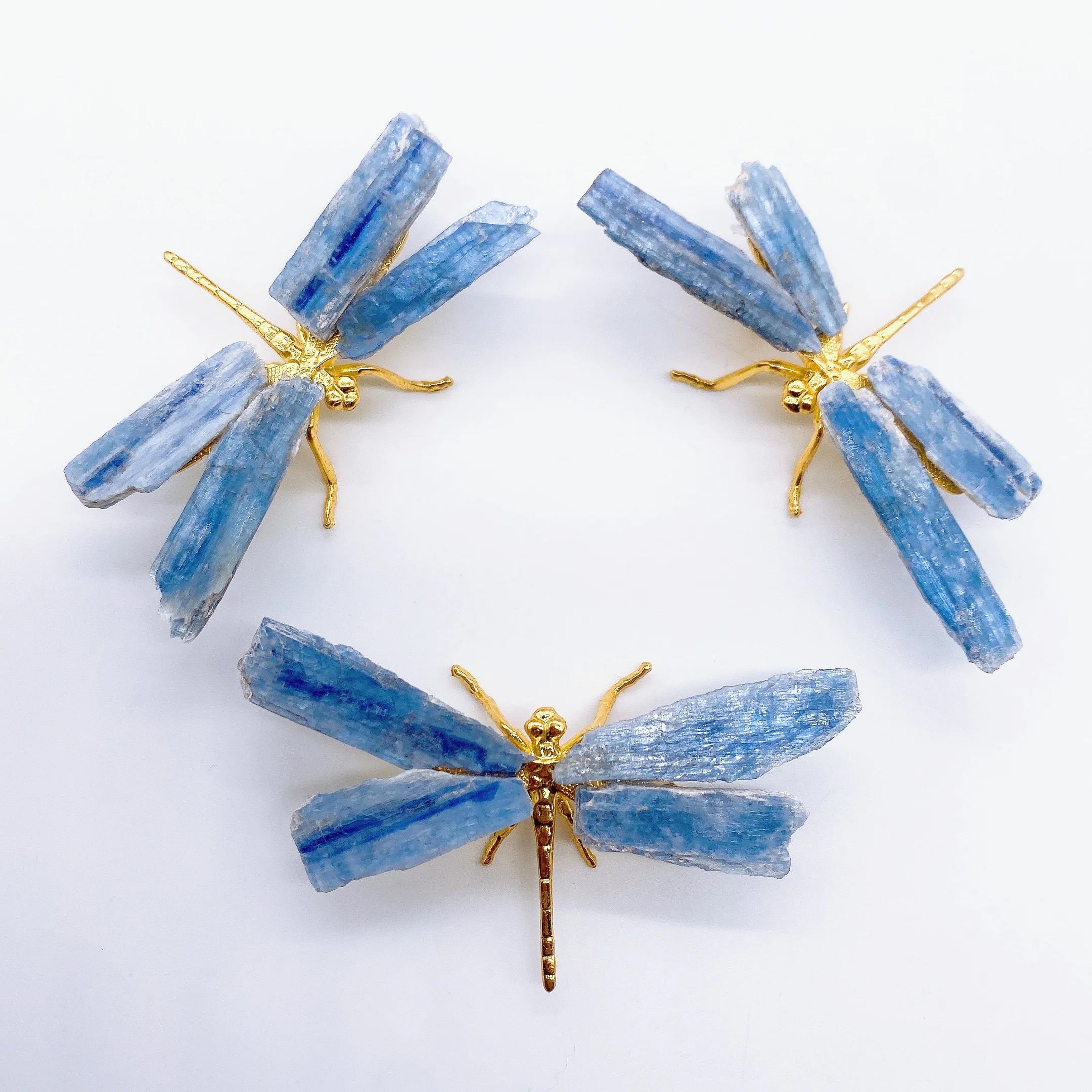 Natural Blue Kyanite Dragonfly Figurine Crystal Stone spar crafts Butterfly Reiki Healing Mineral Home Decoration Chakra Gift