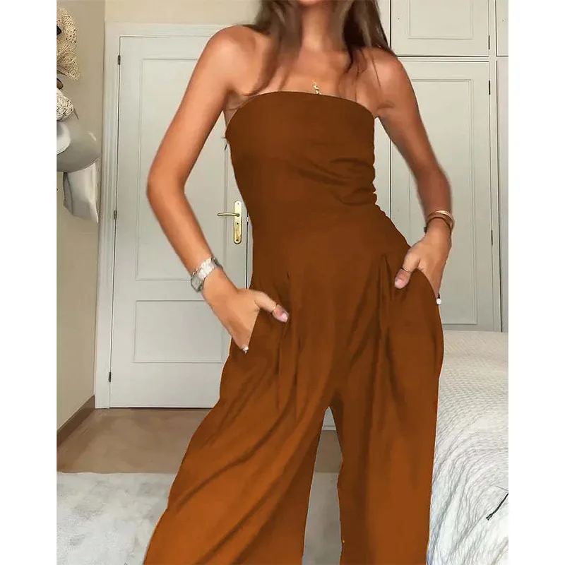 Trendy Elegant Sexy Bodycon Wrap Pants Long Jumpsuit Stylish Women Outfit Chic Summer Fashion Hot Girl Look