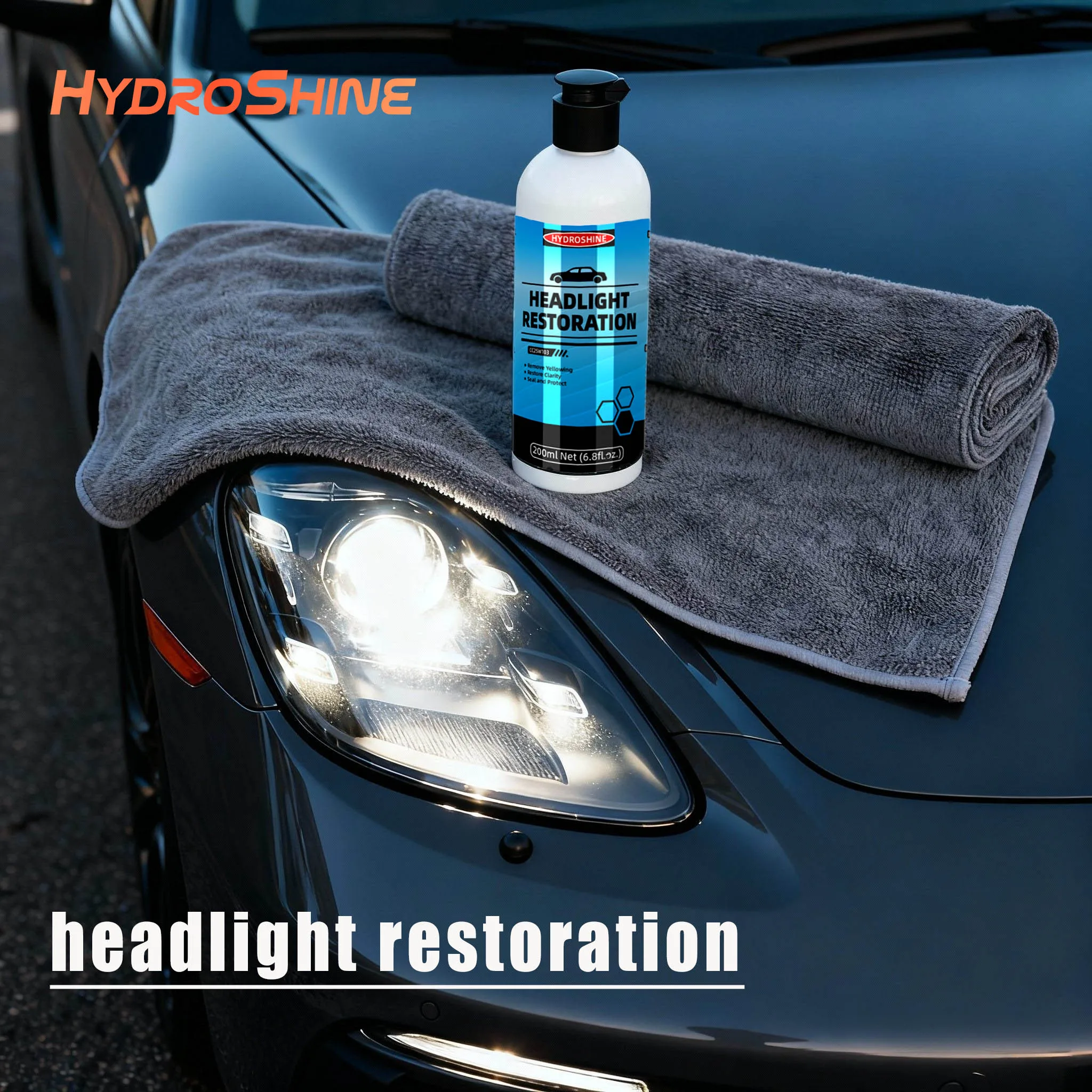 Hydroshine Headlight Restoration Car Light Polisher Cleaning Paste Car Paint Care Cleaning Paste Remove Oxidation Polish Liquid