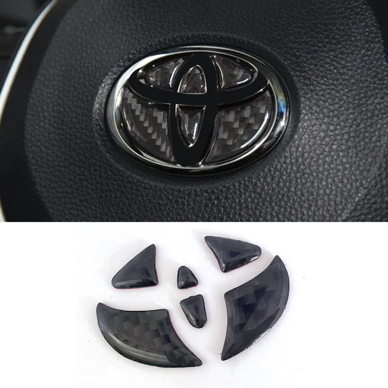 For Toyota Mirai RAV4 Aygo C-HR Corolla Cross Camry Steering Wheel Logo Groove Decoration With Carbon Fiber Modification Sticker