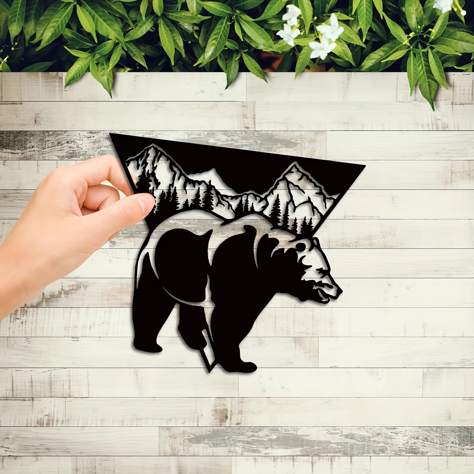 Metal Bear Wall Decor Bear Wall Art Decorations Sculptures  Mount Metal Landscape Art Decor Wall Sticker Gift