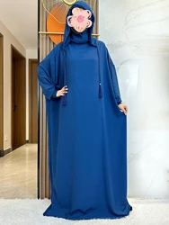 2024 Women Abaya Muslim Ramadan Prayer Clothing With Hooded Jalaba Solid Casual Batwing Sleeve Arab Oriental Robe Eid Djellab