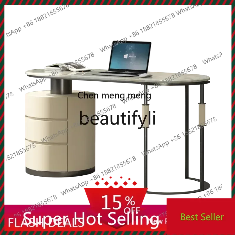 K18211Light luxury study desk and chair combination custom marble home fashion high-end book desk writing desk